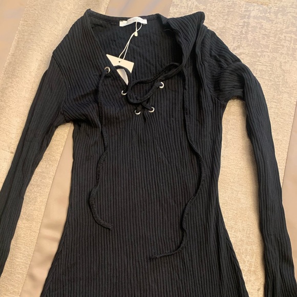 Zara Trafaluc Ribbed Lace-up Dress - Picture 2 of 3